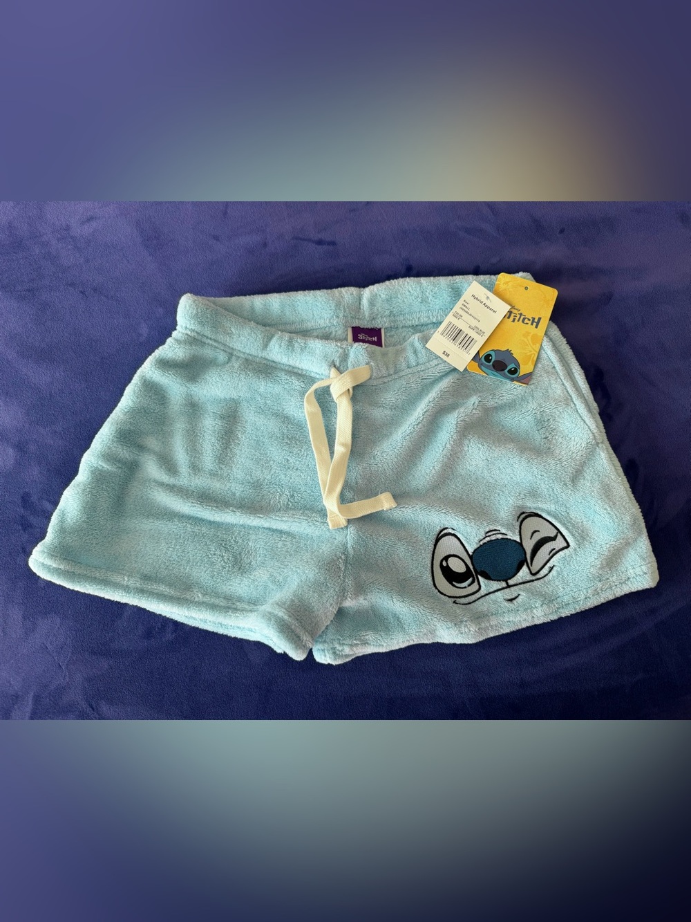 Women’s Disney Stitch Light Blue Plush Shorts Size S